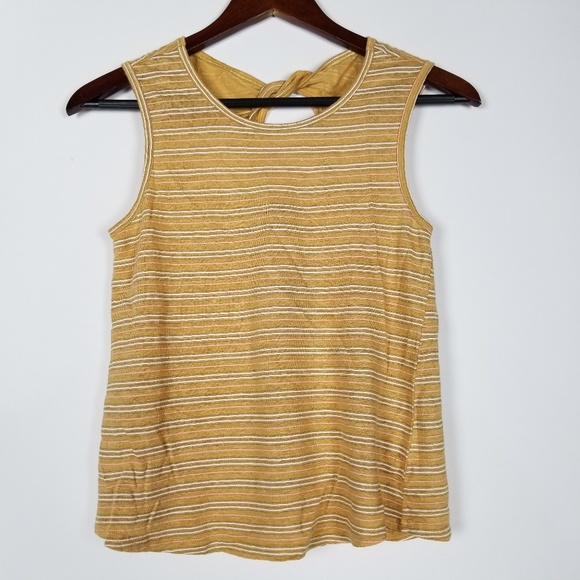 Miss Me Girls Yellow Striped Linen‎ Top - Picture 1 of 5